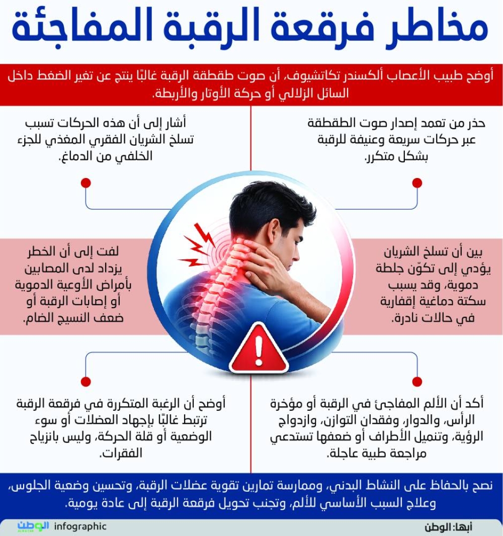 مخاطر فرقعة الرقبة المفاجئة 