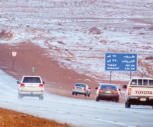 ويصل الزائر الأبيض إلى الصخور وتنخفض درجة الحرارة إلى 3. صحيفة الوطن السعودية